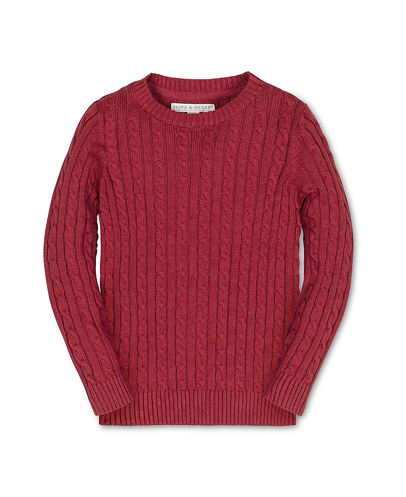 Hope & Henry Boys' Organic Cable Crewneck Pullover Sweater - Little Kid, Big Kid In Red
