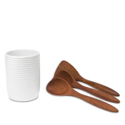 Breaking Bread Wood Utensils and Canister, Set of Four