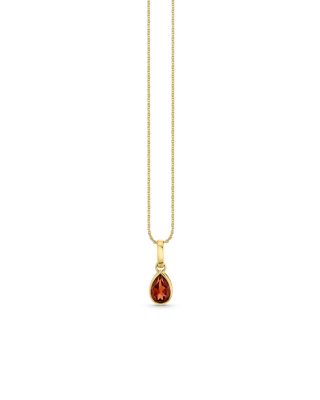 Icon Mounting Red Garnet Pear Charm with Diamond Bail Necklace, 16"