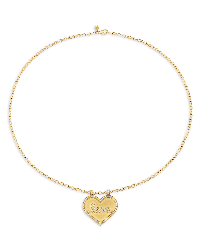 Sydney Evan 14K Yellow Gold Diamond Love Heart Pendant Necklace, 16