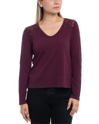 Mixed Media Lace Inset Tee