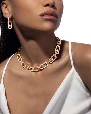 18K Yellow Gold So Move Diamond Moving Pendant Drop Earrings