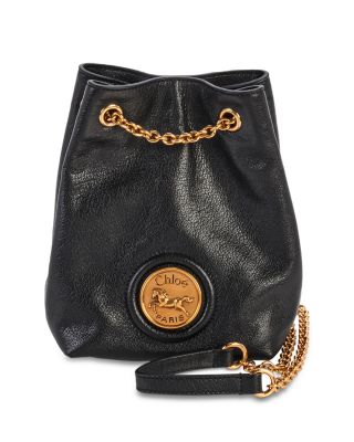Horse Medal Mini Leather Bucket Bag