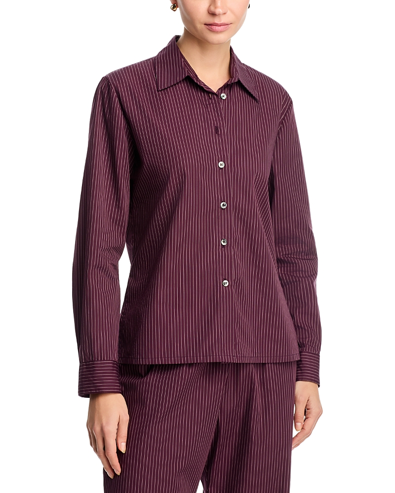 Leset Yoshi Stripe Slim Fit Button Down Shirt In Burgundy