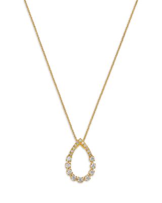 Diamond Openwork Pear Pendant Necklace in 14K Yellow Gold, 0.32 tcw