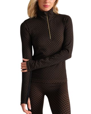 Apr&amp;egrave;s Houndstooth Seamless Quarter Zip Top