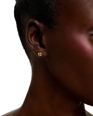 Semi Precious Gemstone Bezel Set Stud Earrings in 14K Yellow Gold