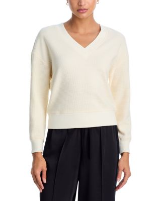 V Neck Waffle Knit Top - Exclusive