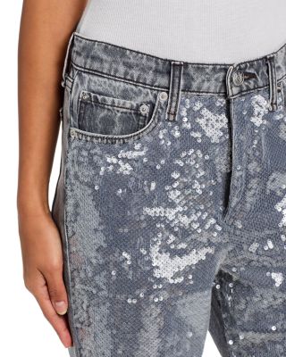 Shea High Rise Straight Jeans in Sequin