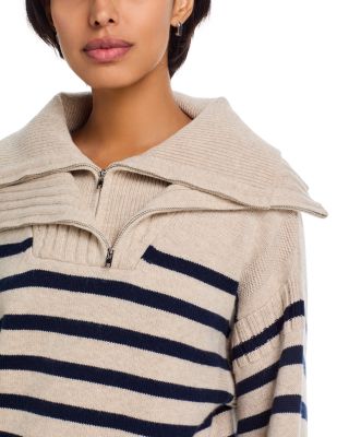 Ilaria Stripe Half Zip Wool Sweater