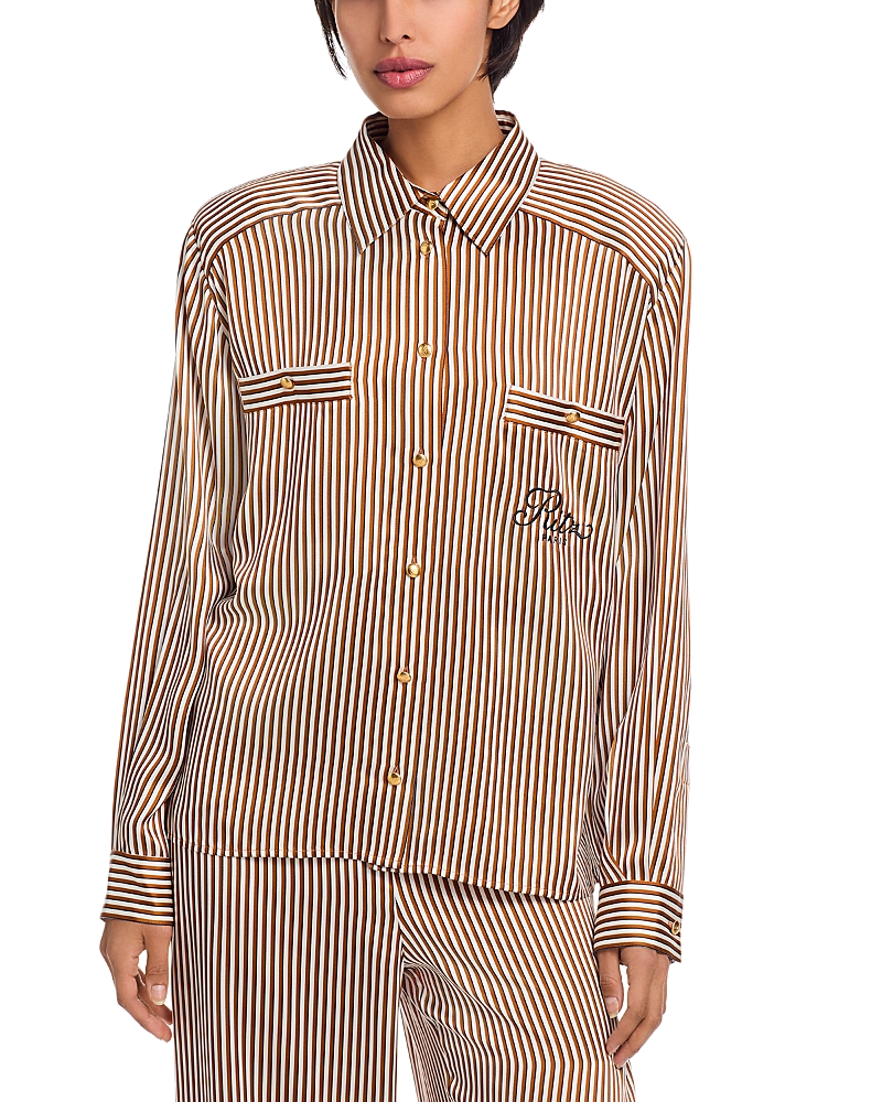 Frame Ritz Striped Silk Pajama Shirt