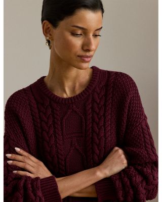 Cable Knit Cotton Crewneck Sweater