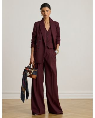 Double Breasted Wool Blend Twill Blazer