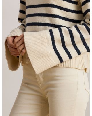 Striped Wool Blend Mockneck Sweater