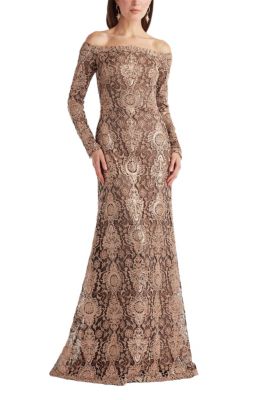 Elisara Sequin Embroidered Gown