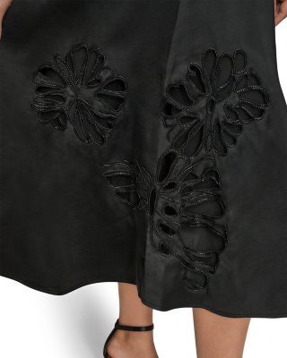 Embellished Satin Midi Skirt