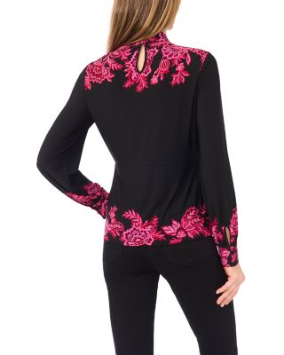 Border Print Mock Neck Top