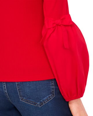 Mixed Media Balloon Sleeve Sweater