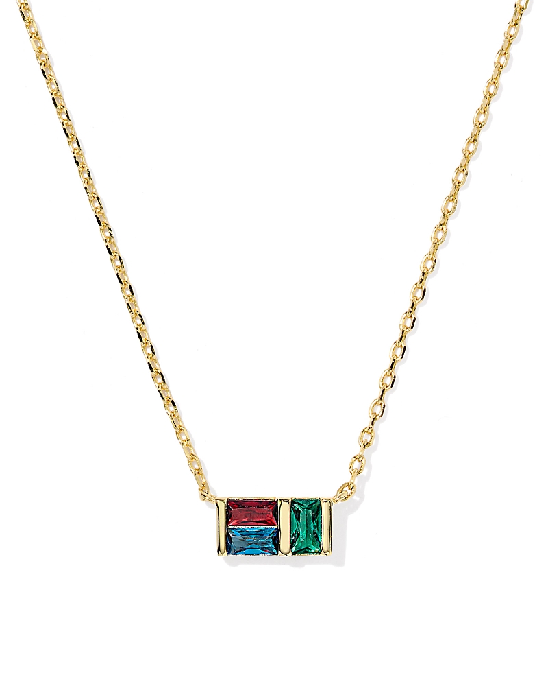 Kendra Scott Jamie Baguette Crystal Pendant Necklace, 16-19 In Gold