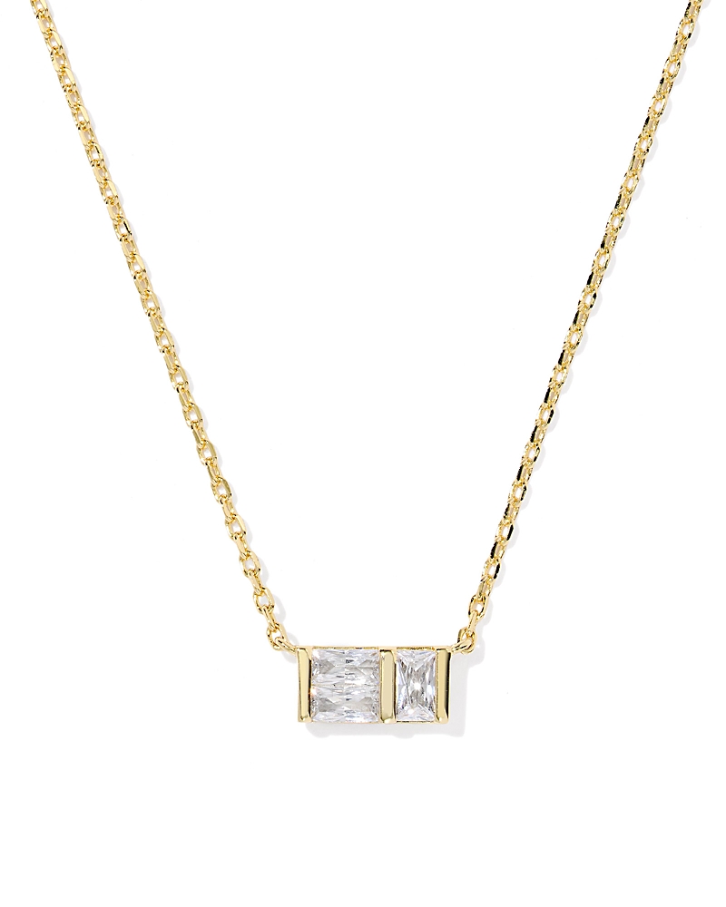 Kendra Scott Jamie Baguette Crystal Pendant Necklace, 16-19 In Gold