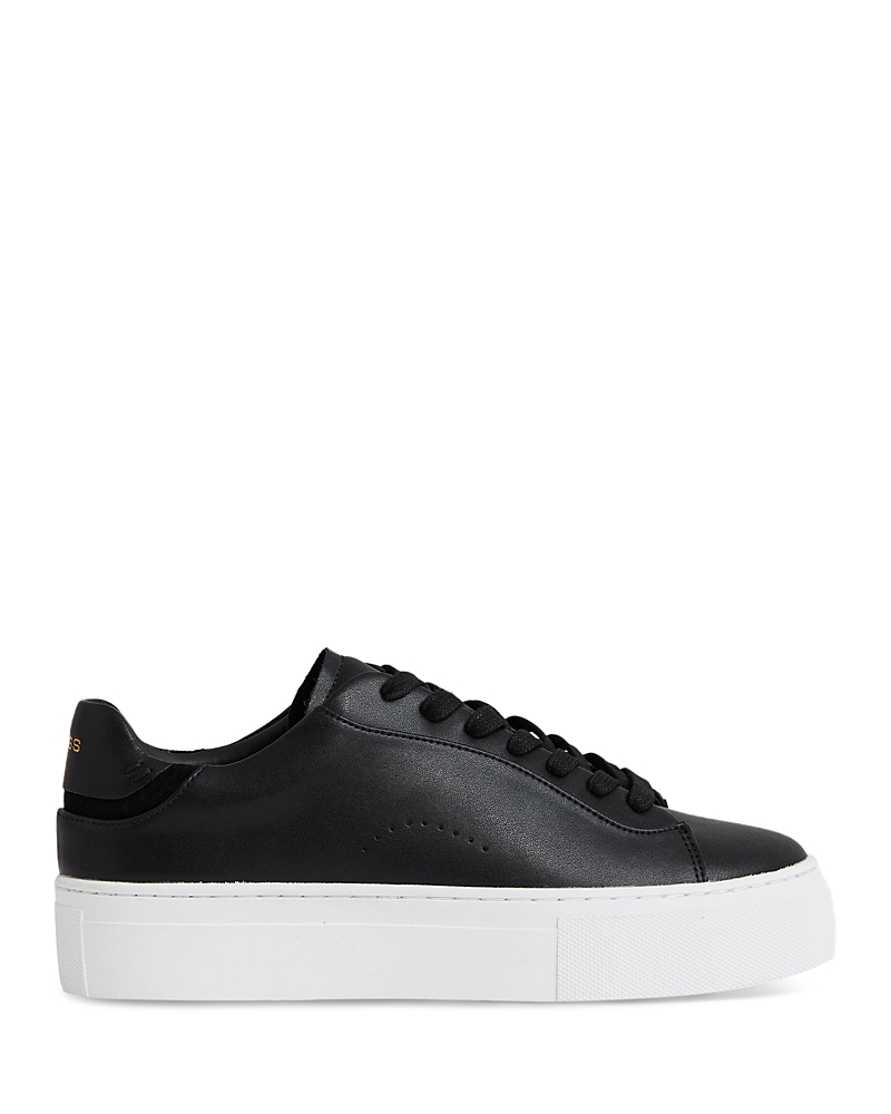 Reiss Black Leather Low-top Trainers In Multi