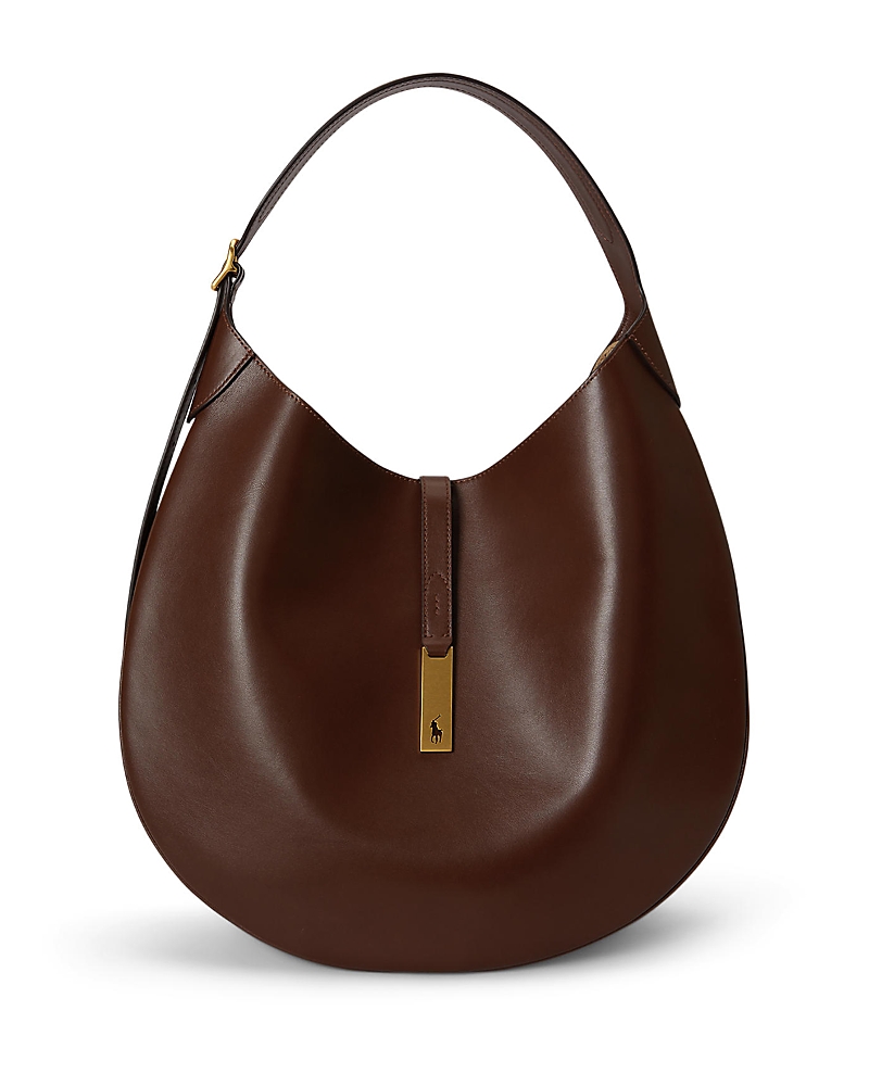 Polo Ralph Lauren Polo Id Large Hobo Shoulder Bag In Brown