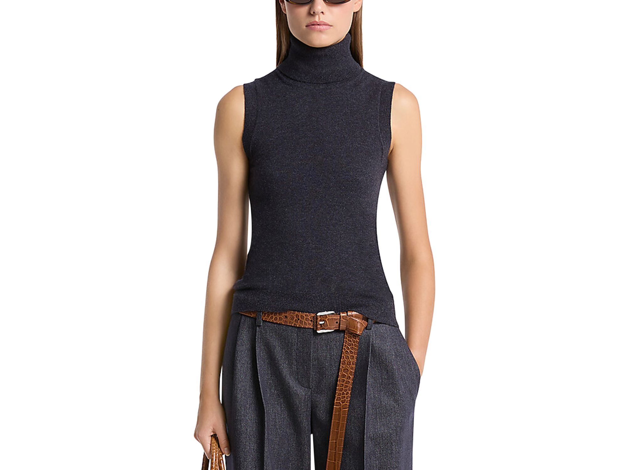 Cashmere Sleeveless Turtleneck Sweater - Image 1