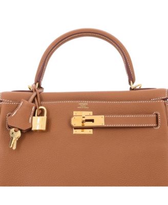 Kelly 28 Handbag Brown Togo with Gold Hardware