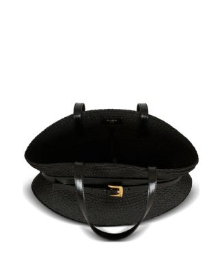  Shuffle Medium Bag in Calfskin Leather and Raffia