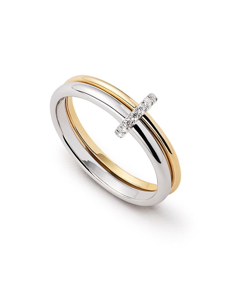 Ana Luisa Solid Gold Two Tone Lab Grown Diamond Link Ring