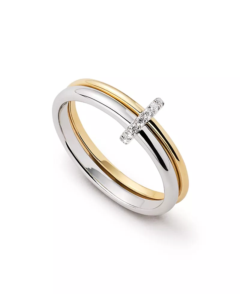 Ana Luisa Solid Gold Two Tone Lab Grown Diamond Link Ring
