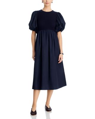 Puffed Sleeve Midi Dress