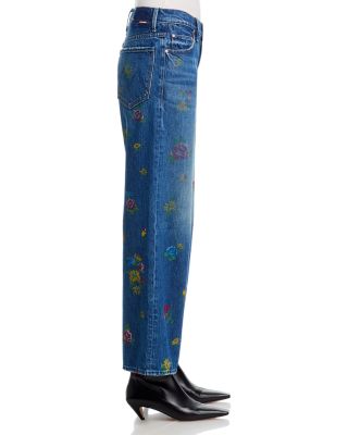 Lil Rerun Zip Sneak High Rise Wide Leg Jeans in Field of Flowers