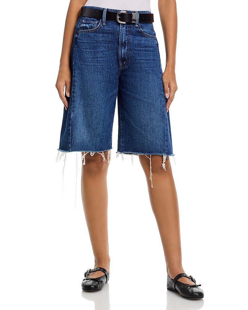 Mother The Halfpipe High Rise Bermuda Fray Jean Shorts in Did You Bring Me Anything