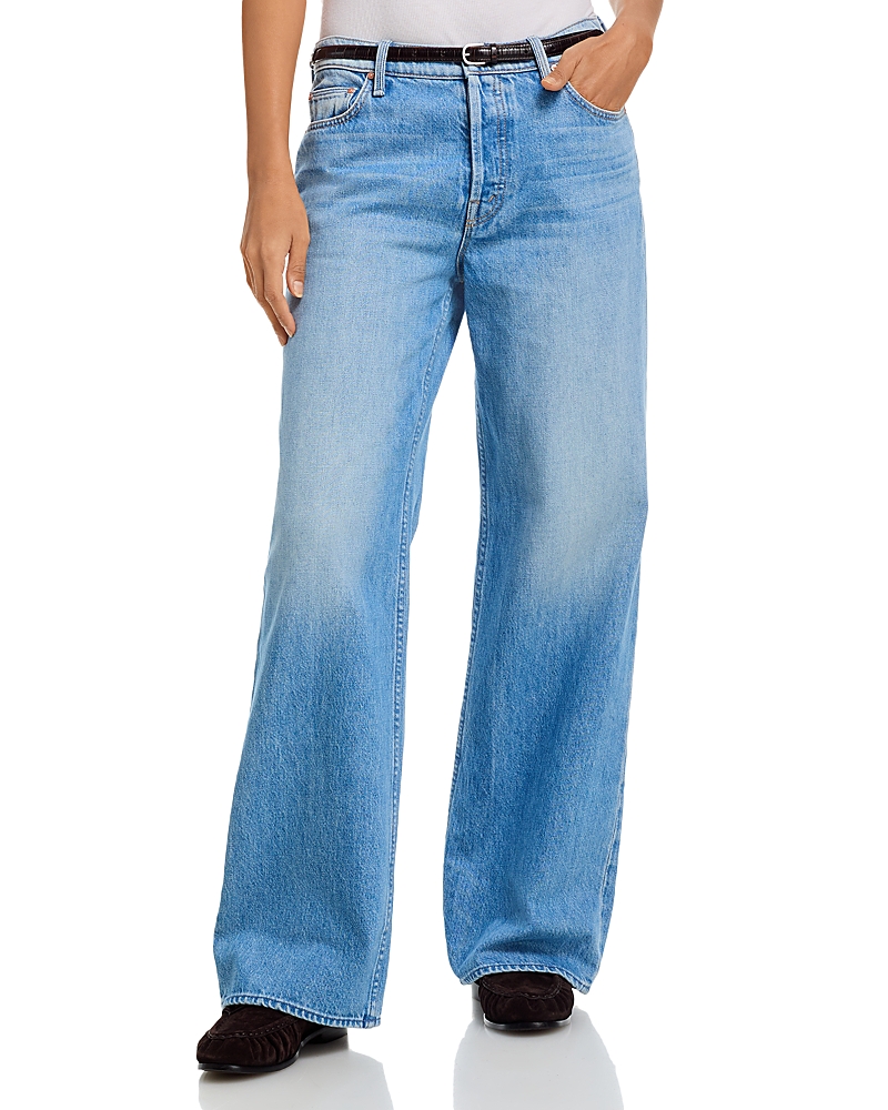 Mother The Rerun Zip Sneak High Rise Wide Jeans in Last Bite