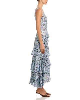 Sleeveless Floral Metallic Maxi Dress - Exclusive