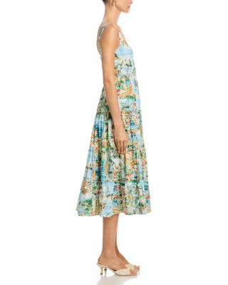 Sleeveless Vacation Scene Midi Dress - Exclusive