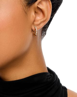 Diamond Huggie Hoop Earrings in 14K Yellow Gold, 0.40 tcw