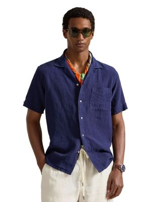 Classic Fit Slub Linen Camp Shirt