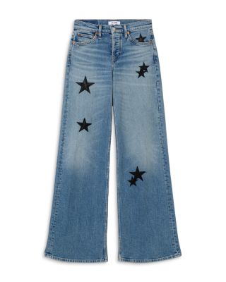Mid Rise Wide Leg Jeans in Opal Indigo Star