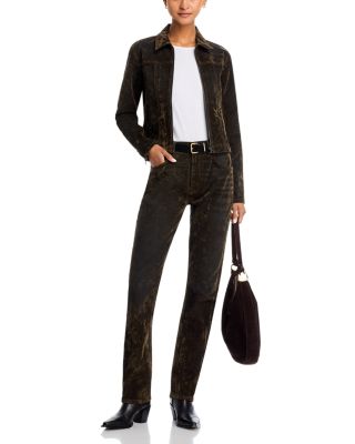 The Blondie High Rise Jeans in Olive Branch Flocked