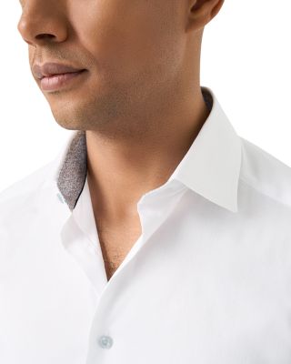 Signature Twill Solid Slim Fit Dress Shirt with Floral Detail