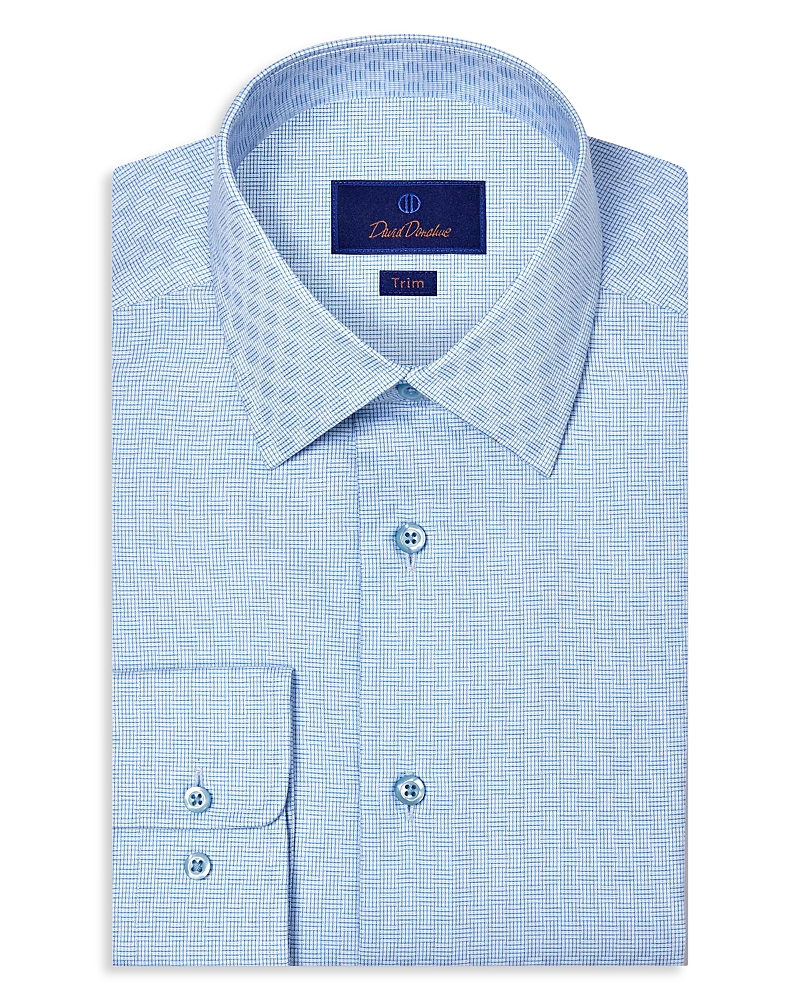 David Donahue Trim Fit Dobby Twill Dress Shirt