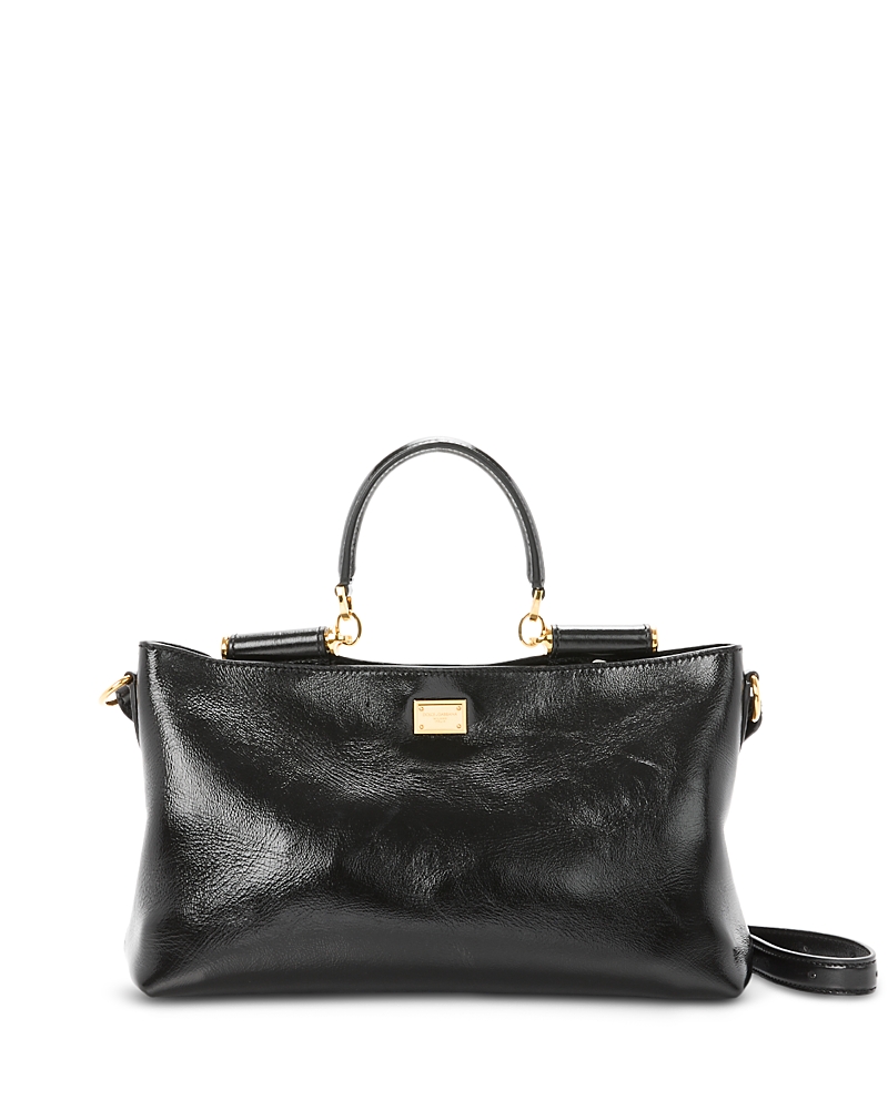 Dolce & Gabbana Leather Top Handle Bag In Black