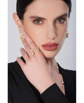 18K Rose Gold Giardini Segreti White & Champagne Diamond Pav&eacute; Flower Cuff Ring