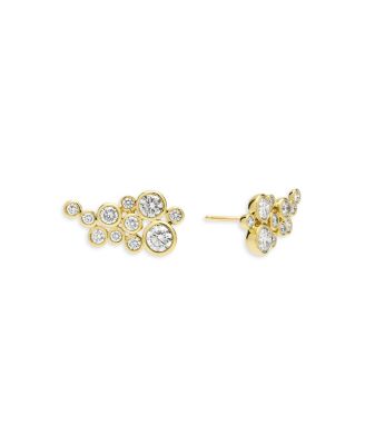 18K Yellow Gold Fizz Diamond Bezel Grape Cluster Stud Earrings