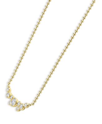 18K Yellow Gold Fizz Diamond Bezel Beaded Collar Necklace, 16-18"