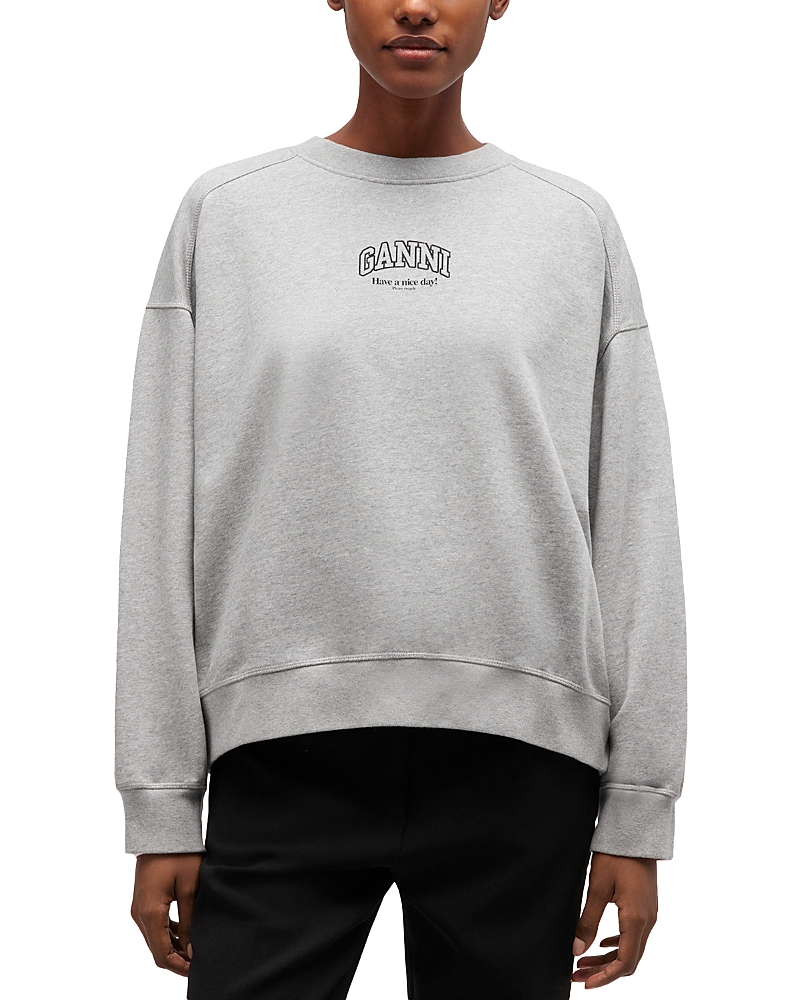 Ganni Isoli Crewneck Sweatshirt In Gray