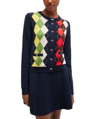 Wool &amp; Cashmere Argyle Cardigan