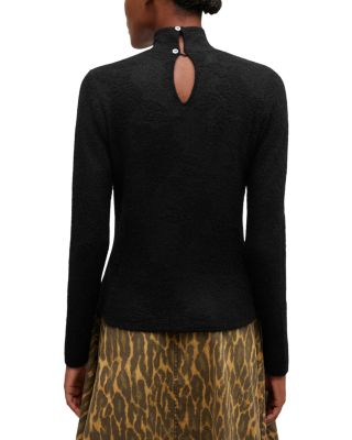 Sheer Flower Jacquard Turtleneck Sweater